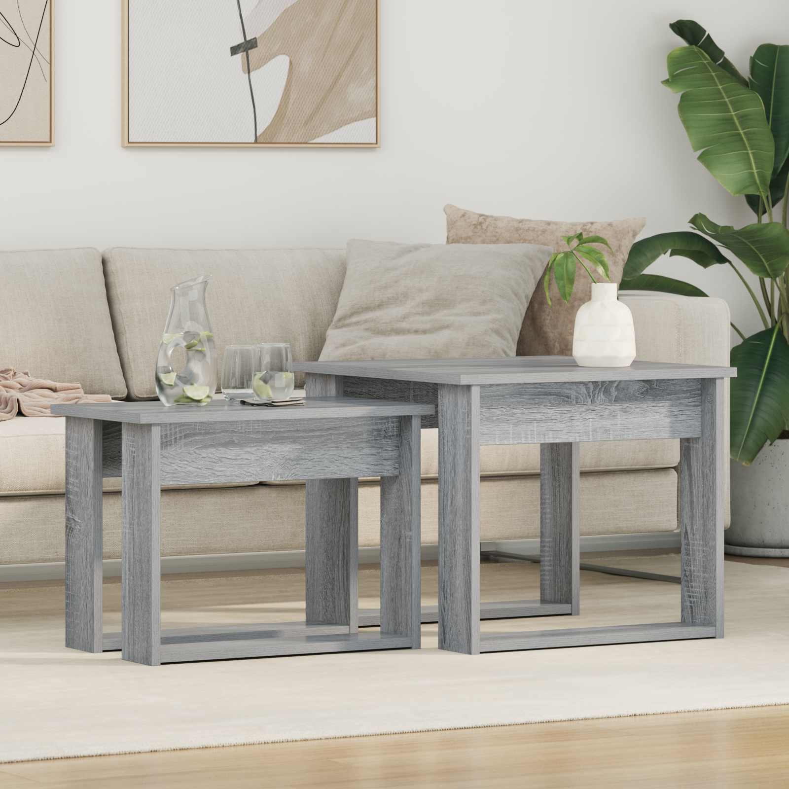 vidaXL Kahvipöytäsetti 2 kpl Harmaa Sonoma 50 x 52 x 42 cm