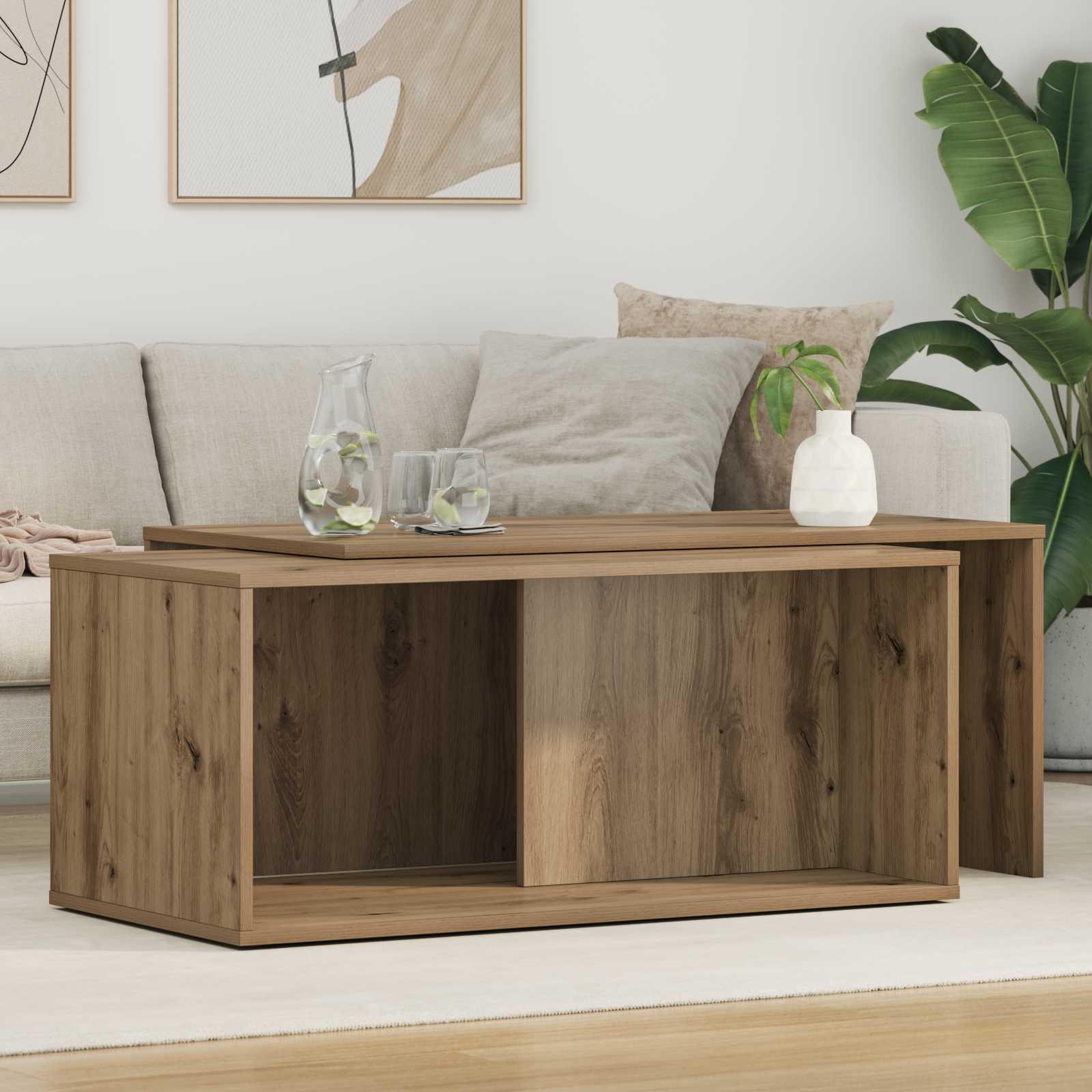 vidaXL Kahvipöytäsetti 2 kpl Artisan tammi 90 x 48 x 40 cm