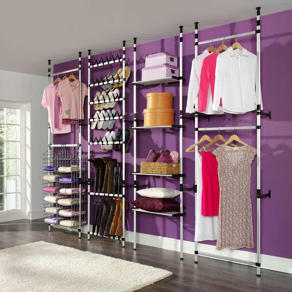vidaXL vaatekaappijärjestelmä tangot ja hylly alumiini