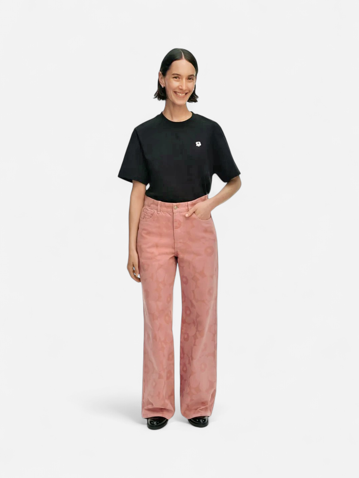 Marimekko Maridenim Wide Unikko Farkut, vaaleanpunainen